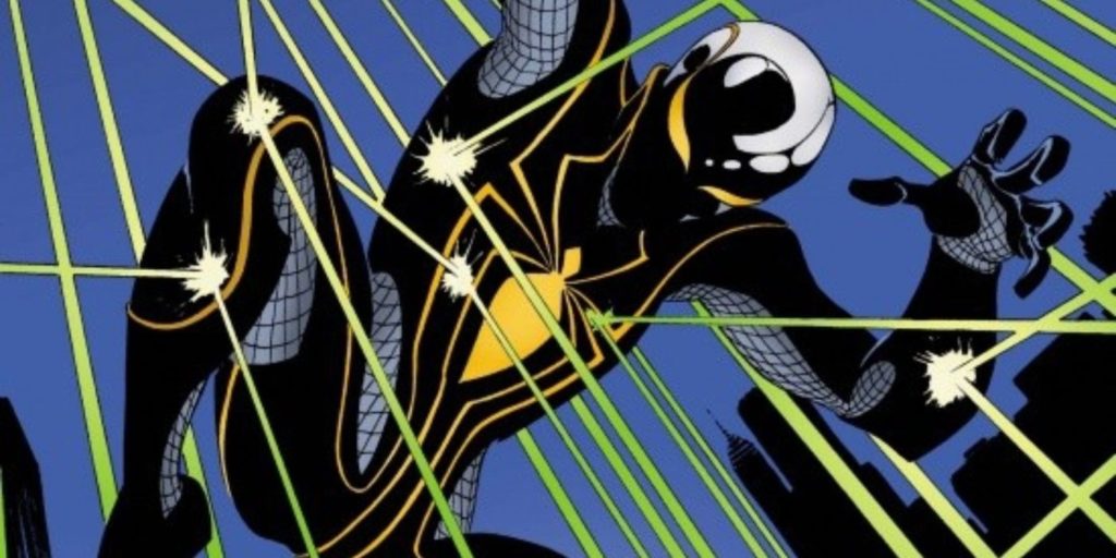 black and gold spider man suit comics